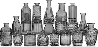 20 Pcs Black Glass Bud Vases- Set Gray Small Vases for Flowers, Vintage Style Cute Glass in Bulk for Centerpieces Rustic Decorative Flower Wedding Table Home Decor
