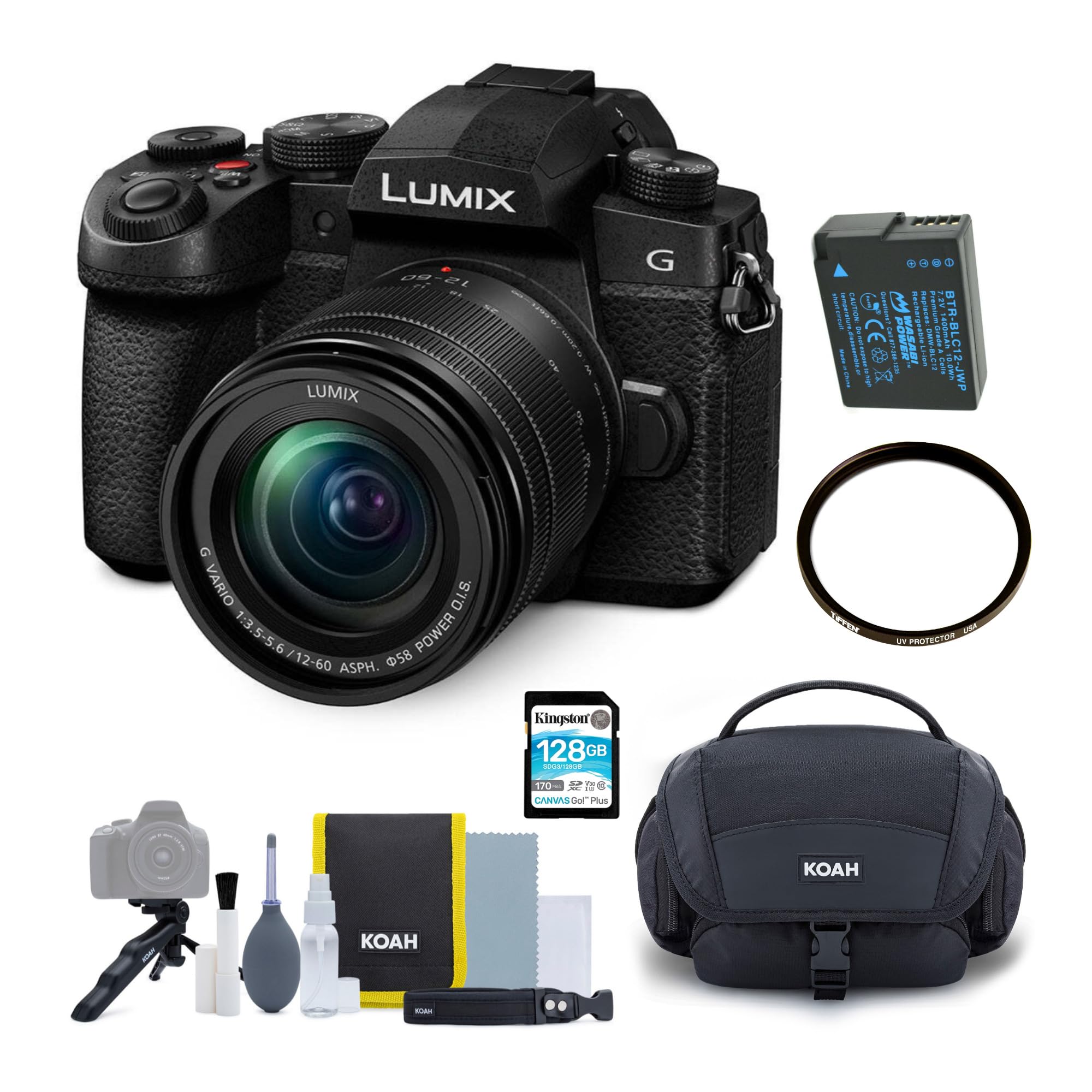 Panasonic LUMIX G97 Micro Four Thirds Mirrorless Camera (Black) Bundle with Gadget Bag with Accessory Kit, Battery, 128GB Memory Card, and 58mm UV Protector Lens Filter (5 Items)