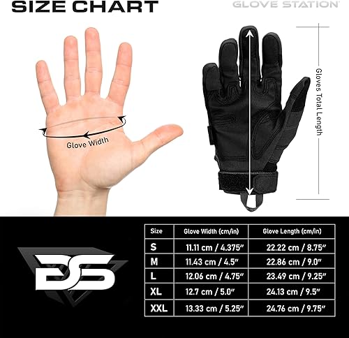 Miniatura 7 de Glove Station - Guantes tácticos unisex de nudillos duros, con dedos para pantalla táctil, guantes duraderos y cómodos para exteriores, trabajo,