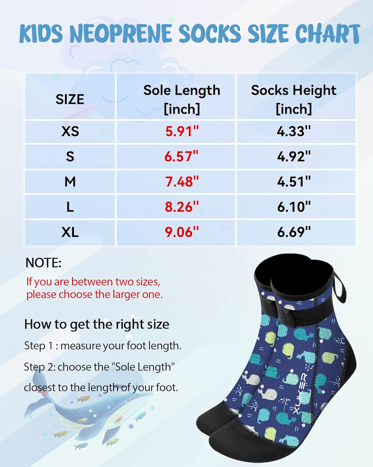 XUKER Neoprene Water Socks for Kids Toddlers 3mm Sand Proof Beach Volleyball Socks Diving Boots for Outdoor Water Sports - Image 3