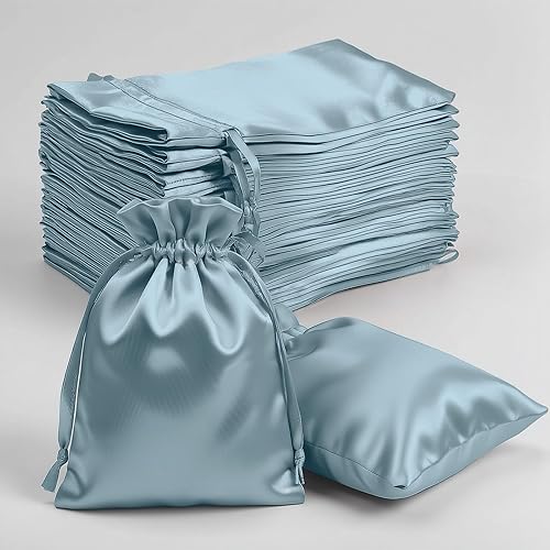 Miniatura 22 de Efavormart - Paquete de 60 bolsas de satén verde cazador para fiesta de boda, bolsa con cordón para regalo, 6 x 9 pulgadas