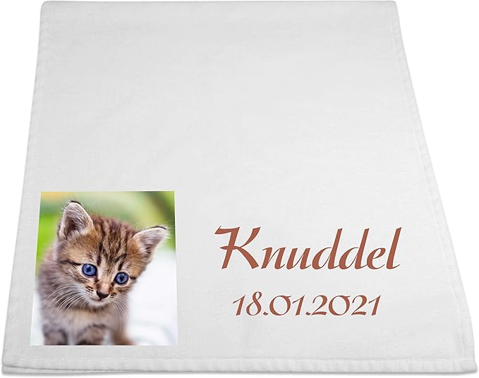 INDIGOS UG – Mikrofaser Handtuch mit Foto individuell bedruckt Motiv – selbst gestalten – 50×100 cm – personalisierte Geschenk-Idee – 100% Baumwolle – Fotohandtuch mit eigenem Wunschtext – Hotel, Home