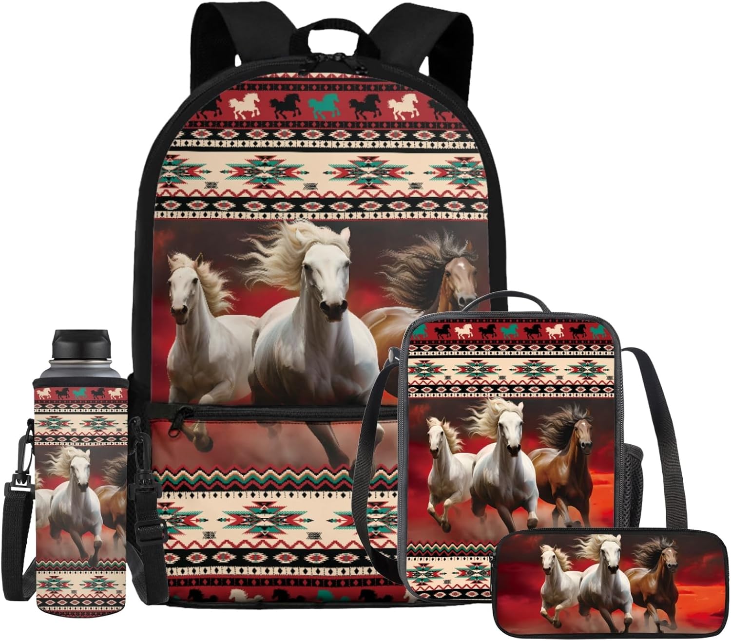 Backpack with Lunch Bag for Girls School Backpacks 7th Grade/8th Grade Kids Moon Star and Sun Pencil Case Water Bottle Holder,Elementary School Bookbags Rucksack,Boys School Shoulder Bag