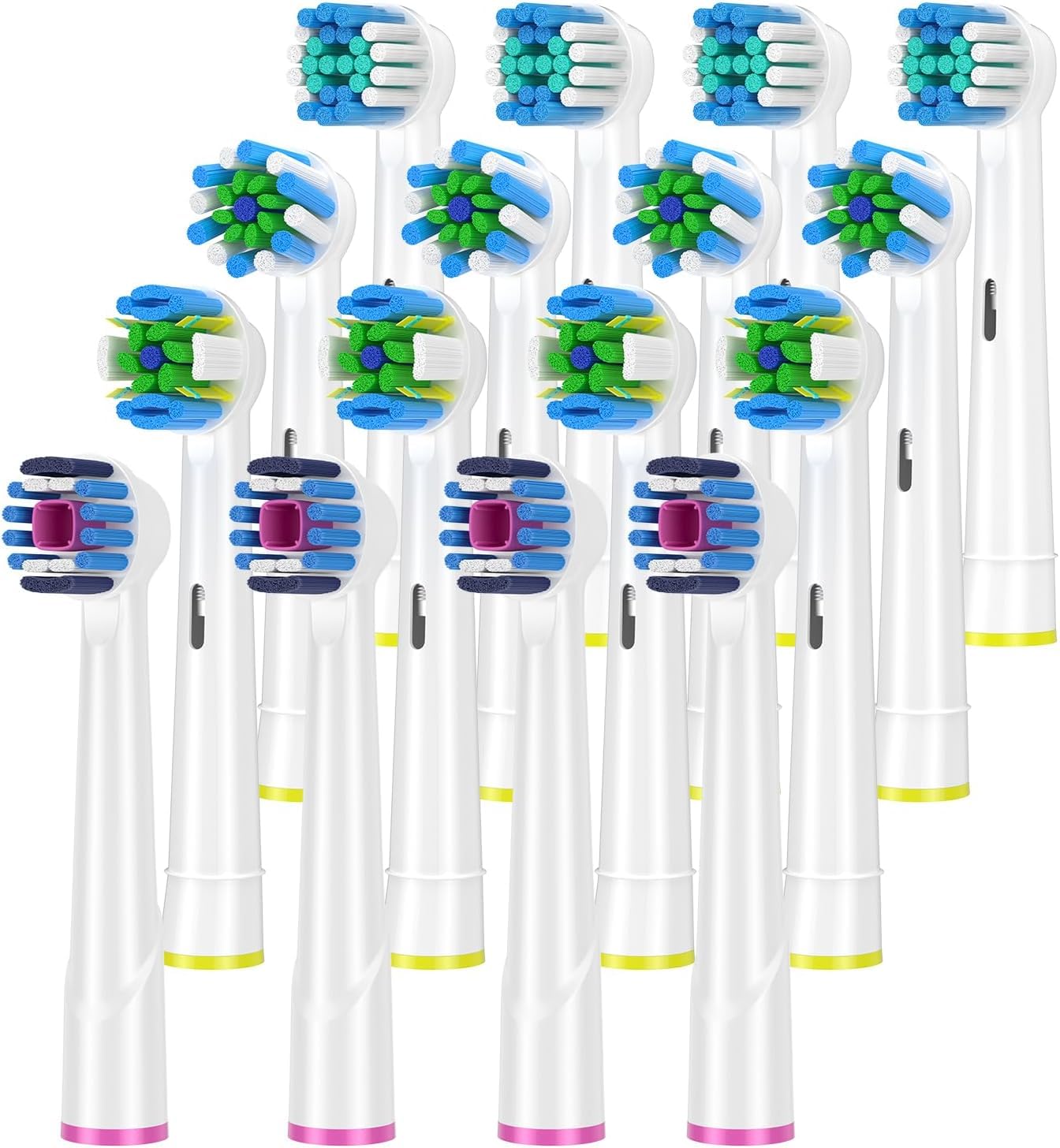 QLEBAO Toothbrush Heads Compatible with Oral B Electric Toothbrushes, 16Pcs White Replacement Brush Heads