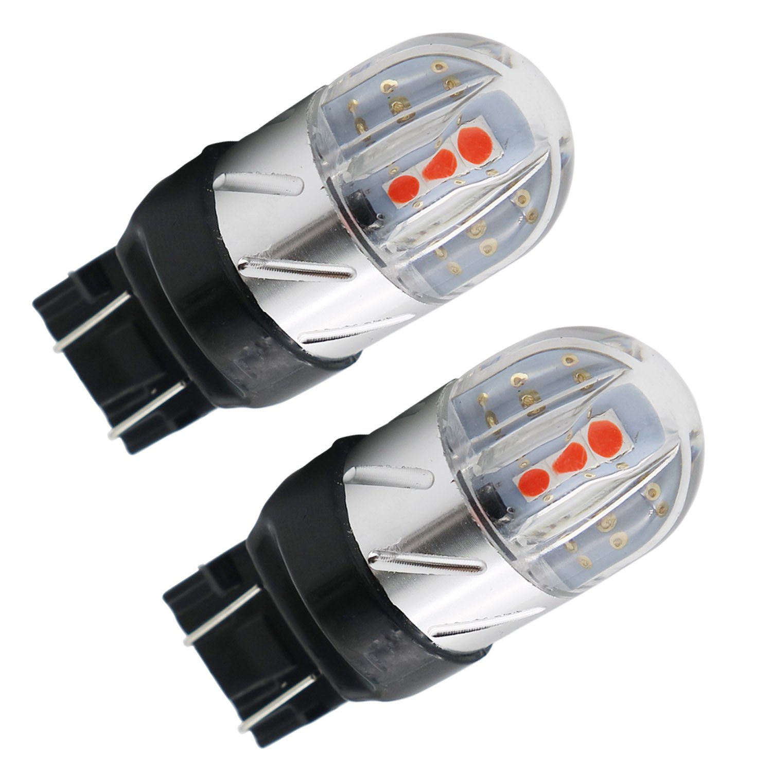 7443 7440 992 T20 3030 LED Bulb 2-pack, Brilliant Red, Extremely Bright, 12-24V, Works as Brake Lights, Tail Lights