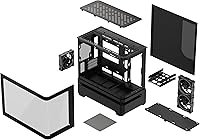 Vista 26 de ASUS Prime AP202 ARGB Black mATX carcasa de PC con vidrio curvo completamente templado, soporta tarjetas gráficas de hasta 420 mm de largo