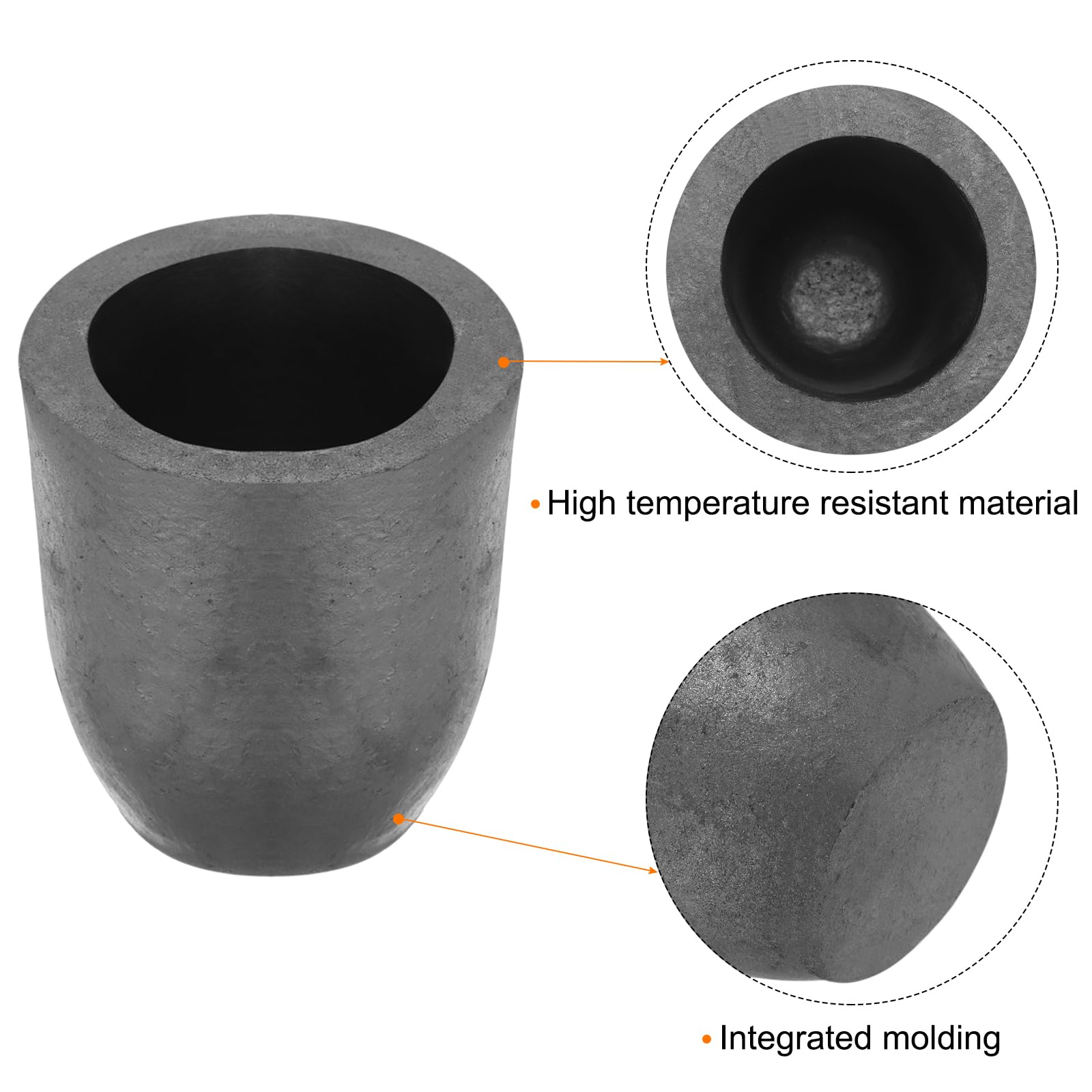 QUARKZMAN Crucible en Graphite Silicium, 6.9kg Creuset pour Coulée de Cuivre, Moule pour Fusion de Métal, pour Fusion D'Or, D'Argent, de Cuivre, 3.86 Pouces IDx5.51 Pouces H