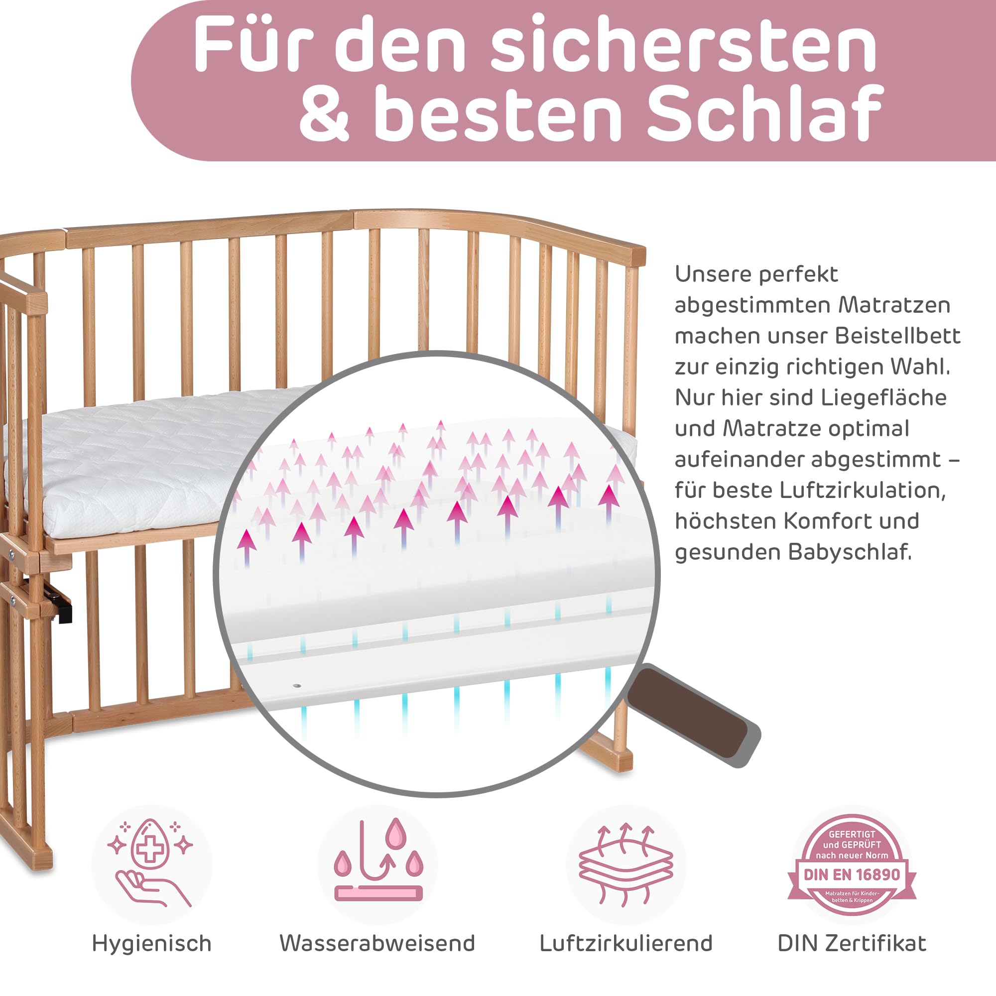 babybay Maxi bardzo duże łóżeczko dostawne z litego drewna bukowego, wysokość regulowana bezstopniowo, przyjazne dla środowiska, rośnie wraz z dzieckiem, naturalne, lakierowane