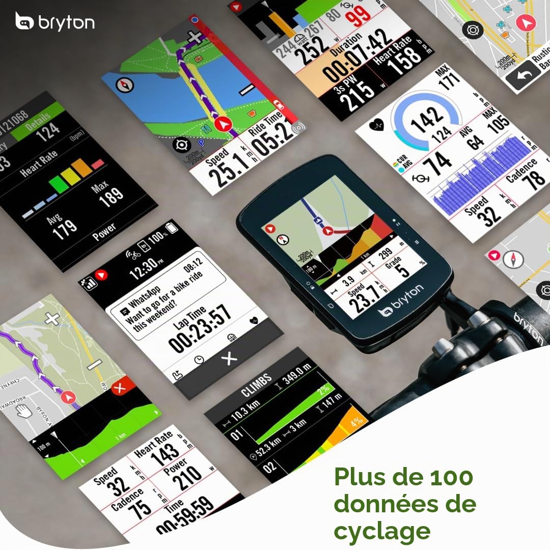 Bryton Rider S510 Ordinateur de vélo avec écran Tactile LCD Couleur 7,1 cm Carte des États-Unis Hors Ligne Compatible avec Radar de vélo, Batterie Longue durée de Vie de 30 Heures, étanche