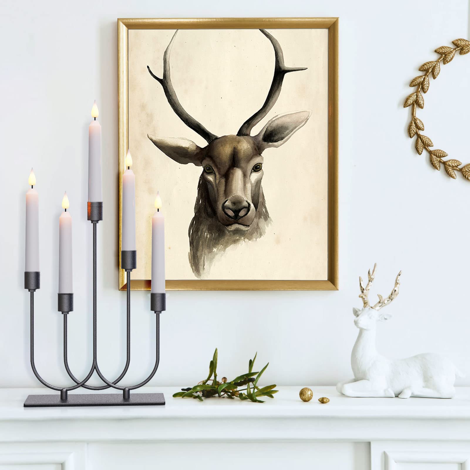 smtyle Set di 5 candelabri conici neri per candelabri con ferro diametro 2 cm, decorazione ideale per centrotavola da tavola