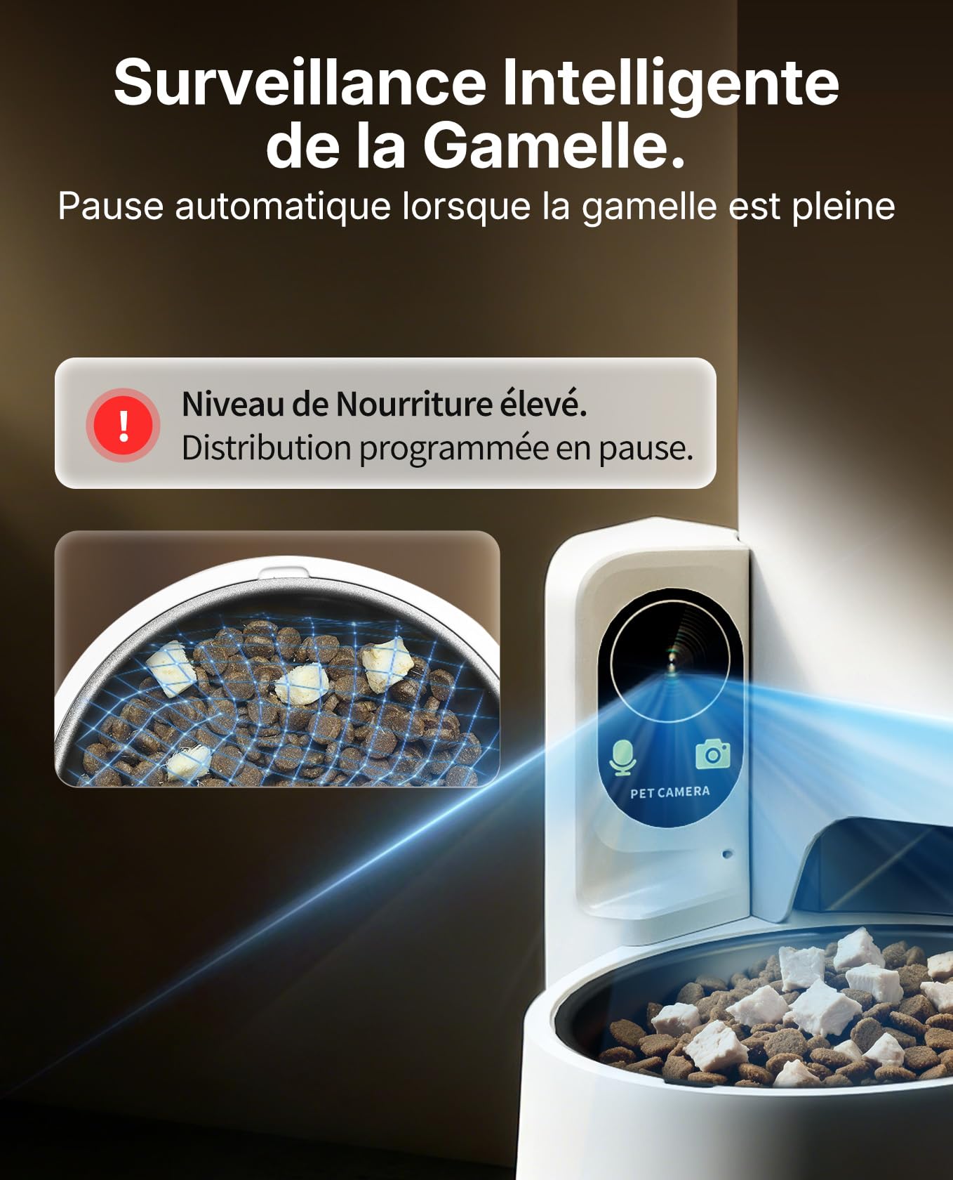 PETKIT YumShare Solo 2 Distributeur Croquettes Chat Automatique avec Caméra, Reconnaissance faciale Multi-Chats, WiFi 2.4 GHz & 5GHz, Vision Nocturne, Contrôle Via App, Jusqu'à 5 Repas par Jour