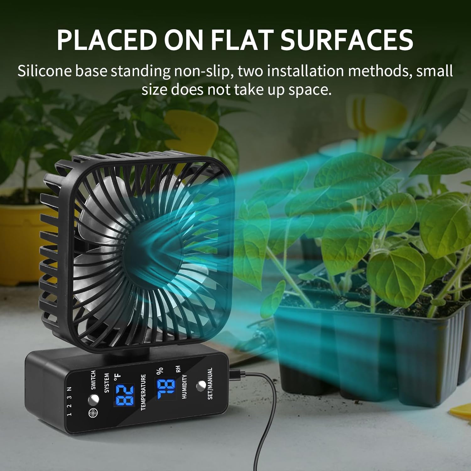 2-Pack 4” Grow Tent Fan With Temperature And Humidity Meter,Automatic Humidity Control,Oscillating Fan For Hydroponic Ventilation Circulation With Clips,Adjustable Speed Quiet Greenhouse
