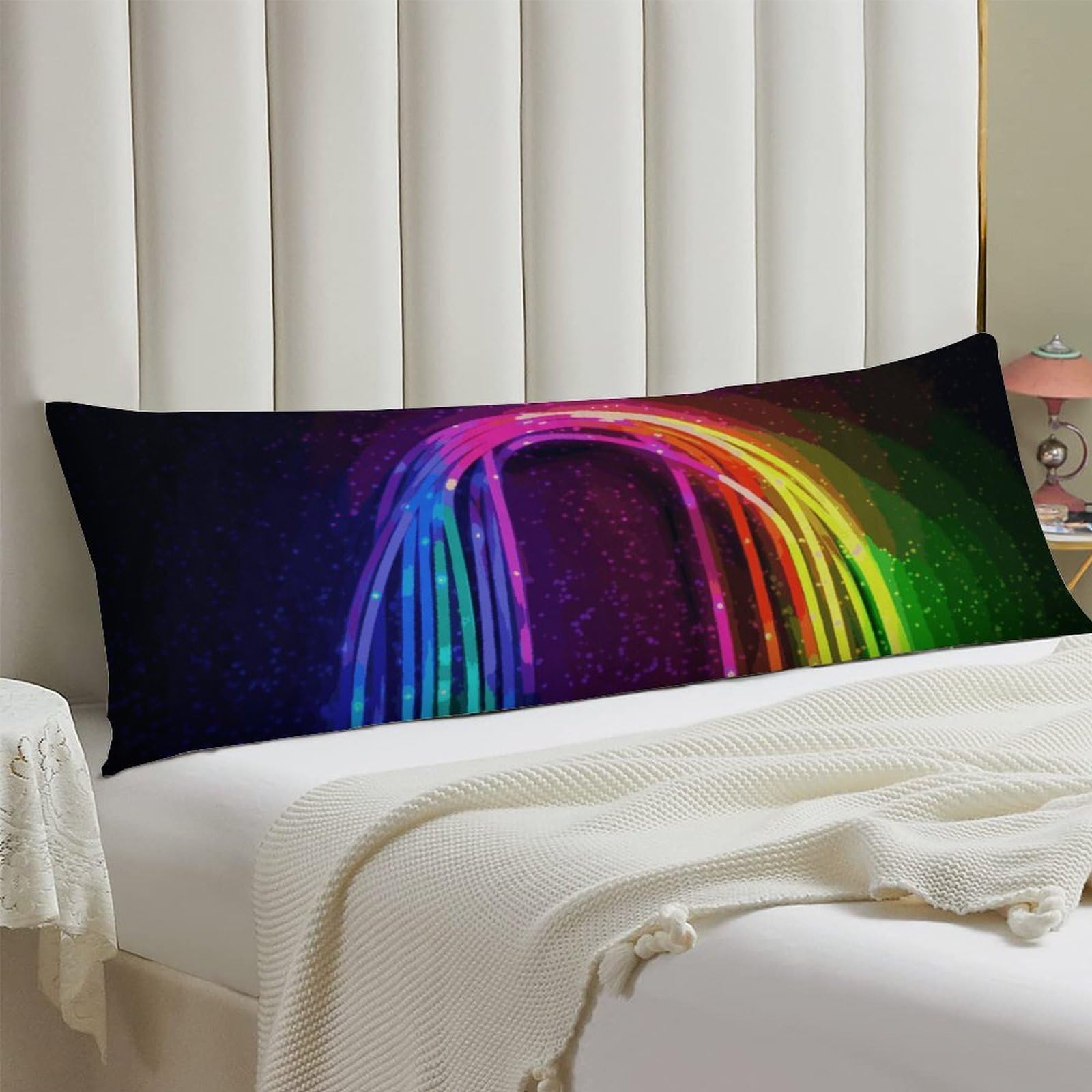 Body Pillow Cover 20x54 Long Pillow Case with Invisible Zipper Breathable Microfiber Rainbow Neon Pillowcase Soft Cozy Protector for Bedroom Couch Sofa Bed Home Decor All Seasons