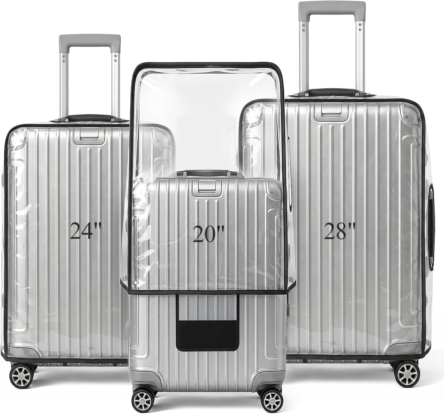3 Pcs Luggage Cover Thicken Clear PVC Suitcase Cover, 20" 24" 28"(S/M/L) in Luggage Protector Transparent Cover Waterproof Dustproof Anti-Scratch for Travel Accessories Cabin Trolley Bag-image-11