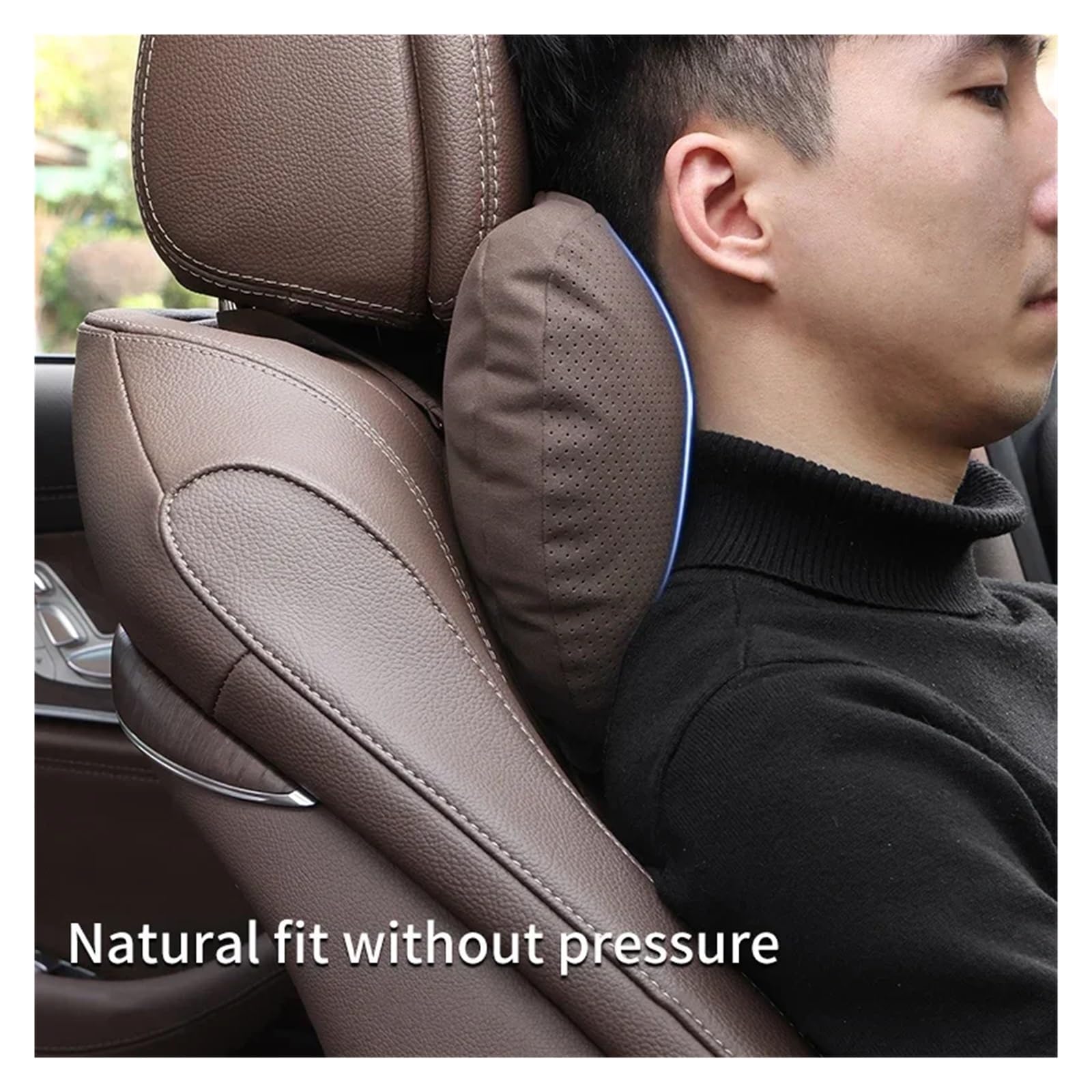 Cale Tete Voiture Appui-tête de Voiture, Soutien du Cou, siège, Oreiller Doux, Respirant, for la Conception, Protection Universelle du Cou(Beige-01)