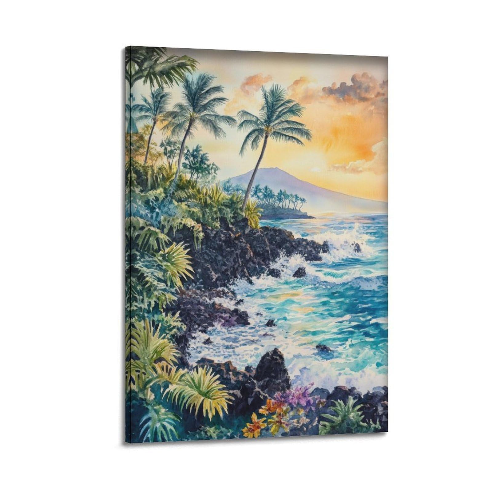 xiaoxiaoshen Big Island Hawaii Coastal Tropical Canvas Poster Wall Art Prints Room Aesthetic Murals Bedroom And Living Decorations 24x36inch(60x90cm)