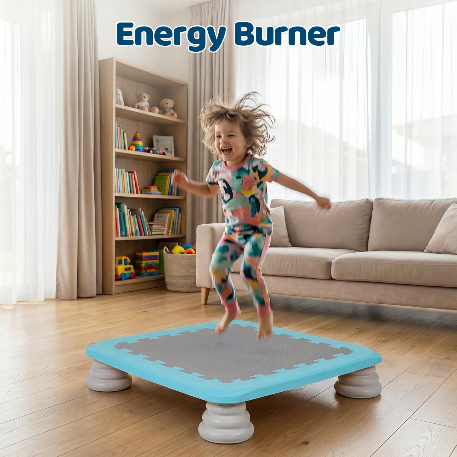 Mini trampolín para niños, rebote interior, trampolín sensorial antideslizante, tabla de rebote para entrenamiento de integración sensorial, juego activo compacto en interiores y exteriores, capacidad