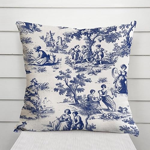 Vista 525 de ArogGeld Chinoiserie - Fundas de almohada escénicas asiáticas, estilo asiático, funda de almohada azul y verde Kelly, funda de cojín para decoración