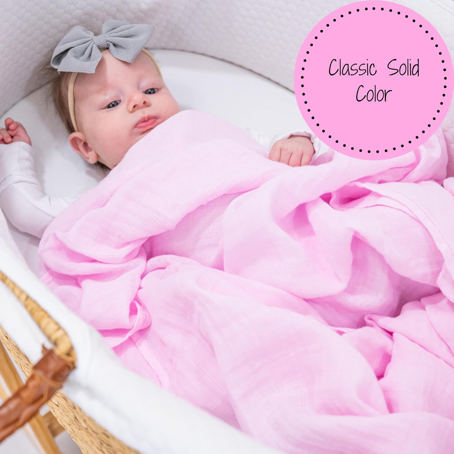 LollyBanks Muslin Swaddle Blankets 2 Pack, 100% Cotton Baby Blanket for Girls, Soft and Breathable 47 x 47 Inches Newborn Receiving Blanket, Newborn Essentials Must Haves (Pink Golf and Pink)