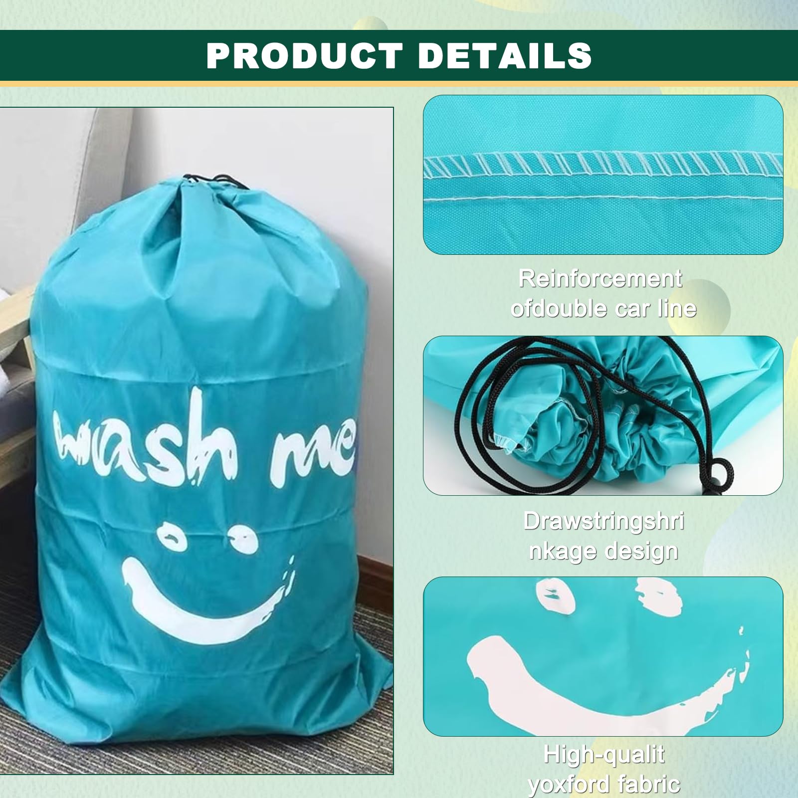 Yeria 3 Pack Large Laundry Bags, Foldable Laundry Bag with Drawstring Closure, Portable Large Capacity 120L - Image 3