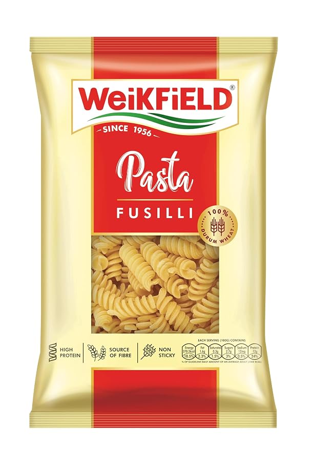 Weikfield Fusili Pasta 200g Pouch| Healthy Pasta Made With 100% Durum Wheat Semolina | No Maida | Rich in Protein & Fibre | Non Sticky | 100% Vegetarian