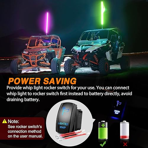 Miniatura 4 de Nilight 1 unidad de luz LED RGB en espiral de 4 pies con luz RGB de persecuciónbaile con control remoto RF látigos de antena iluminada para Can-am