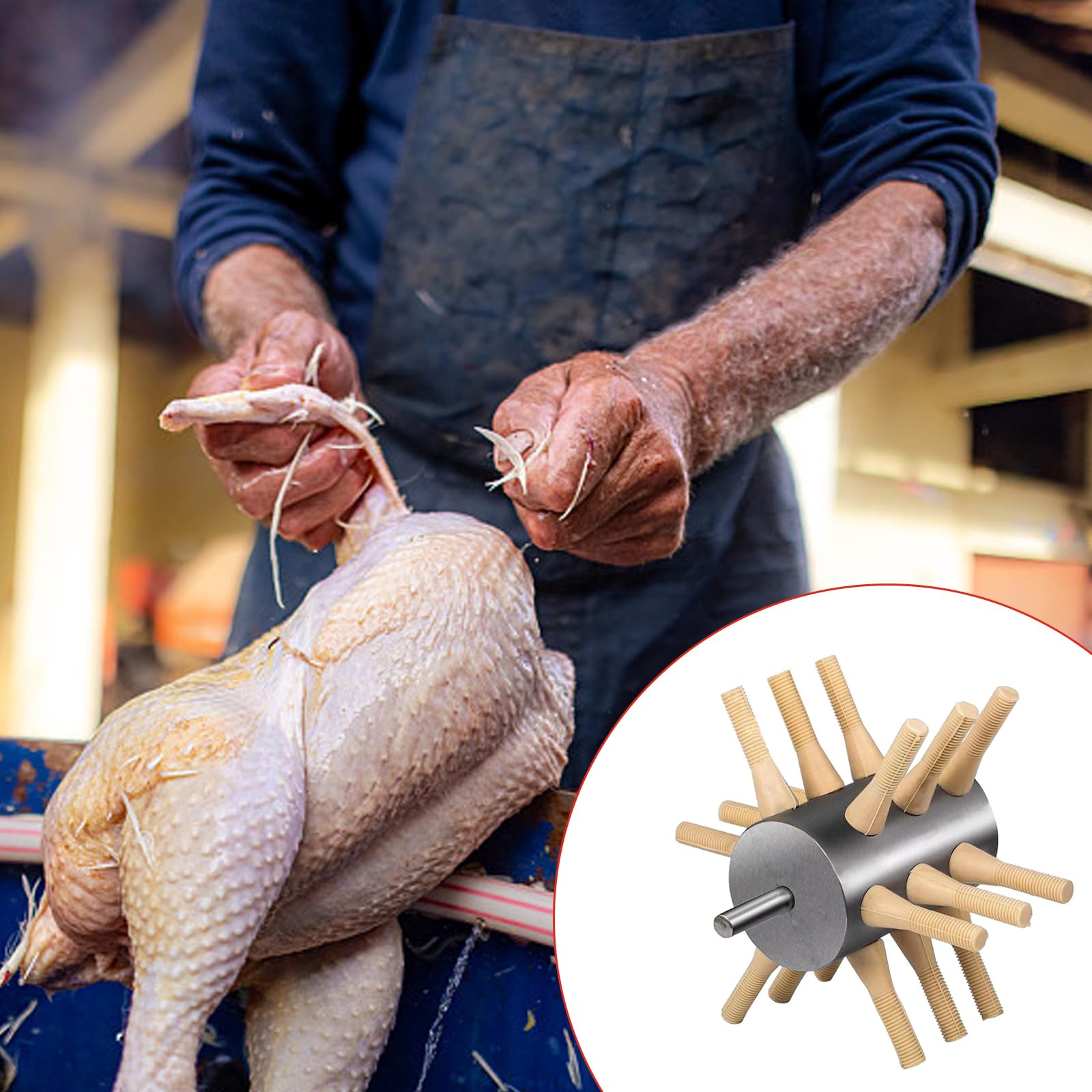 Macchina di spennatura di gomma naturale dell'acciaio inossidabile del dispositivo di rimozione piumato del pollame di alta efficienza per il trapano di spennatura del pollo di applicazione delle
