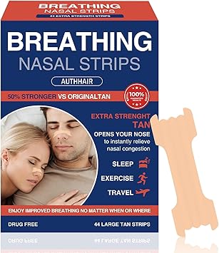 Strength Nasal Strips | Clear | for Sensitive Skin | Drug-Free Snoring & Congestion Relief | 44 Count 1-Pack