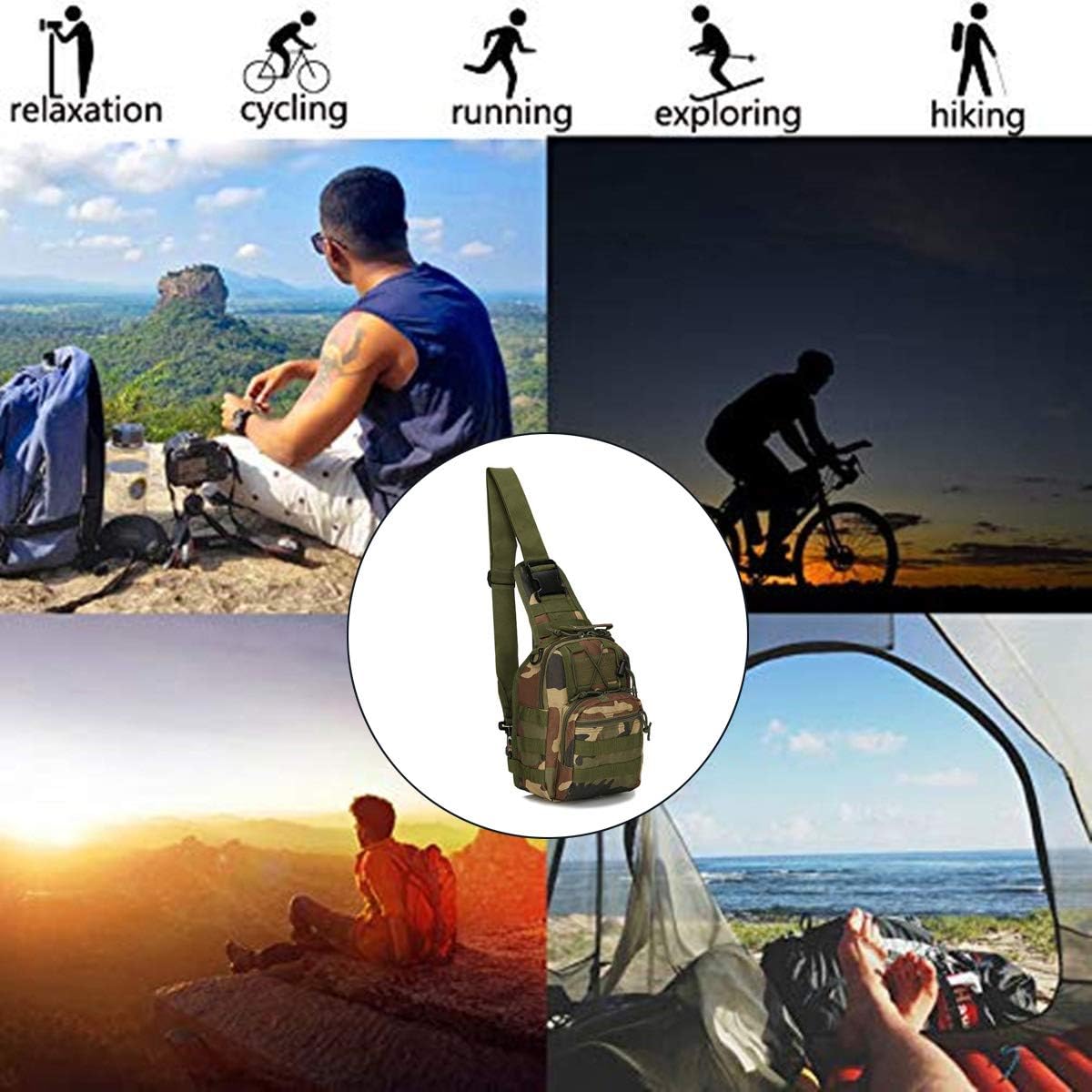 Tactical Shoulder Sling Bag Small Outdoor Chest Pack Backpack for Men Traveling, Trekking, Camping, Sling Backpack - Image 6