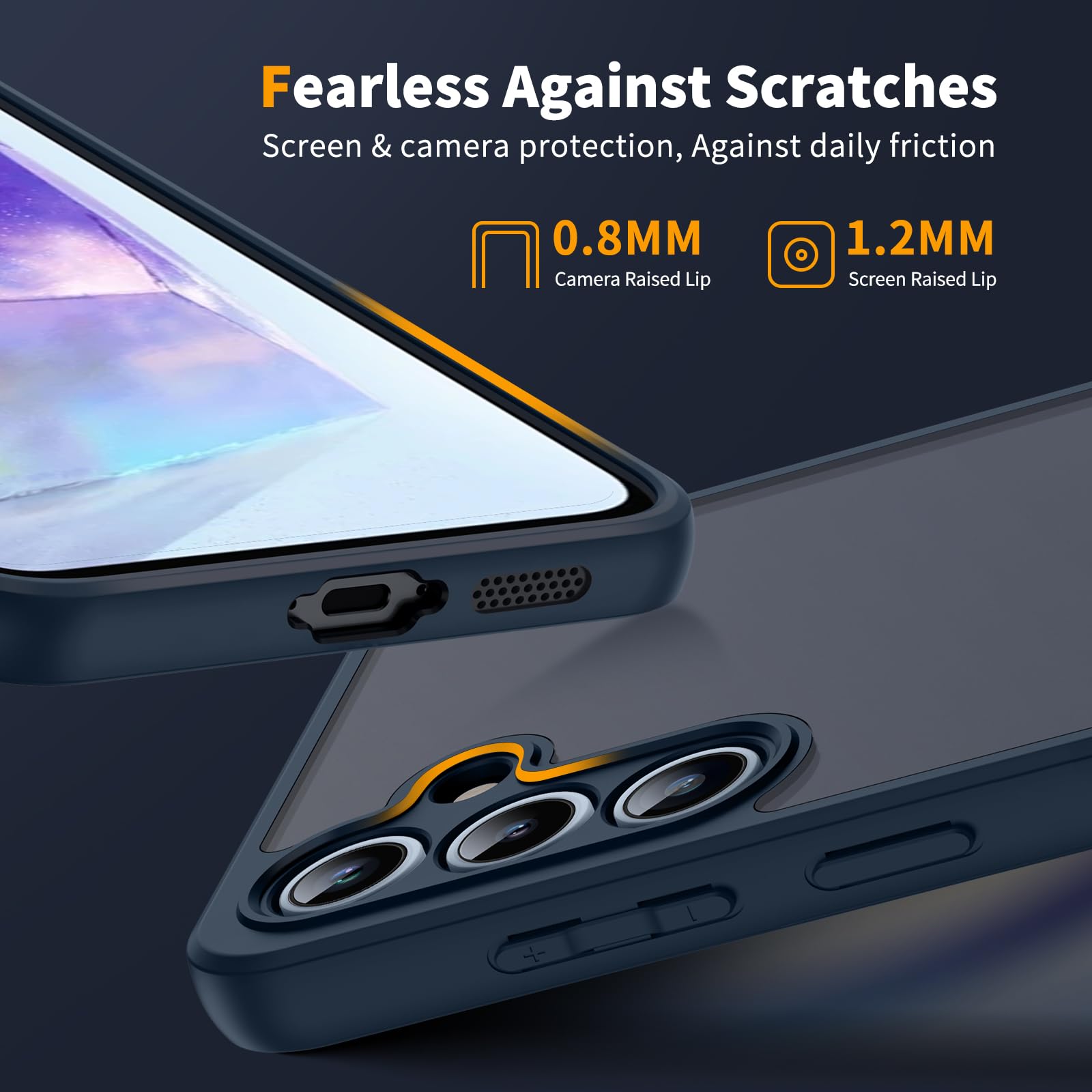 COPIKE Cover Opaca per Samsung Galaxy A55 5G e Protezione Fotocamera con 2 Pezzi Vetro Temperato, [Antiurto Grado Militare] Custodia Posteriore Glassata Traslucida Anti-Impronte, Blu