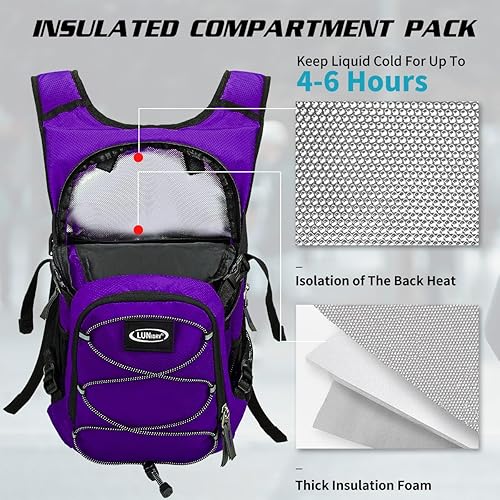 Miniatura 3 de Mochila de hidratación con vejiga de agua de 3 litros, mochila de hidratación aislada para correr, mochila de agua ligera para senderismo, ciclismo,