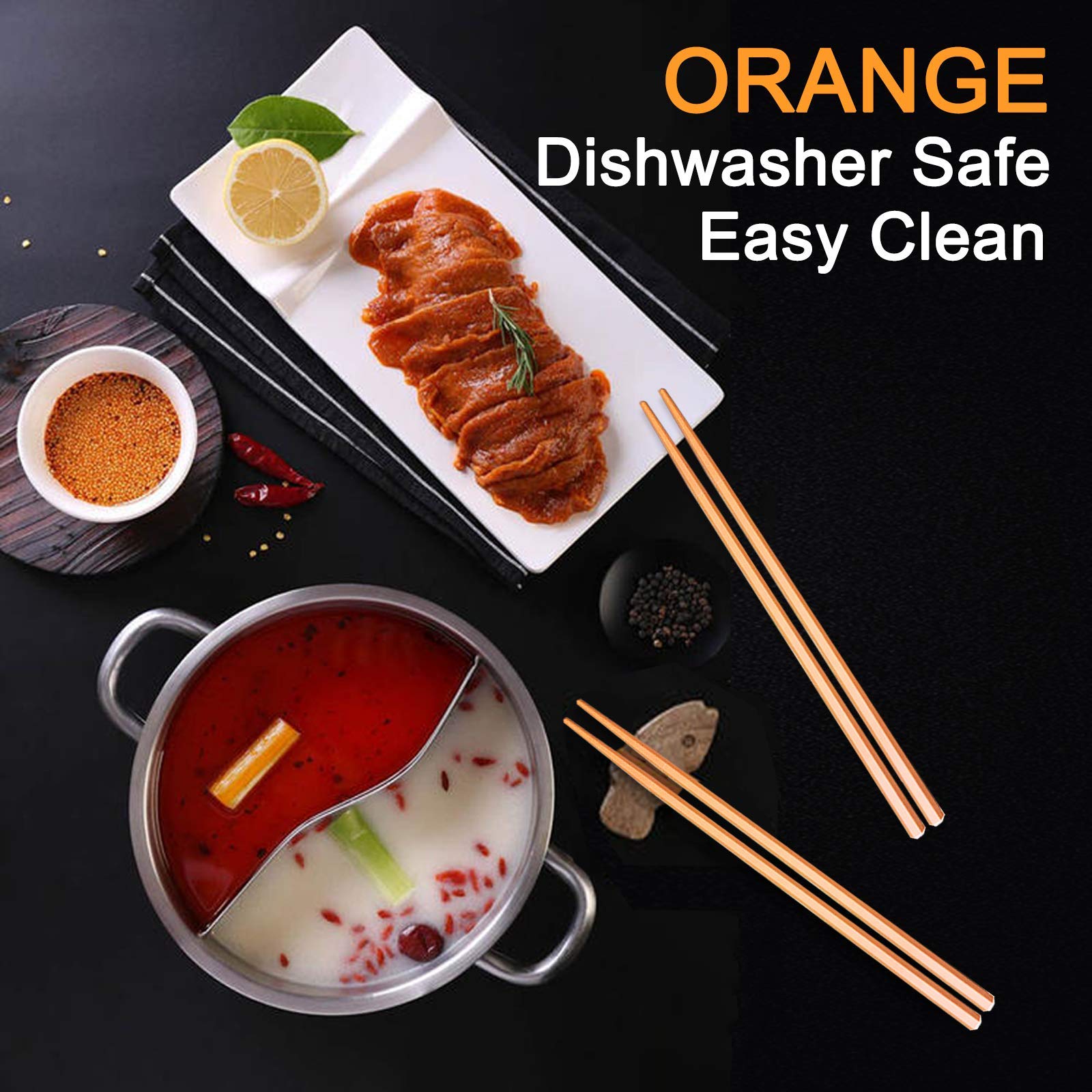 Reusable Fiberglass Chopsticks Set - 5 Pairs Non-Slip, Dishwasher Safe, 9.6 Inch Multicolor - View #2