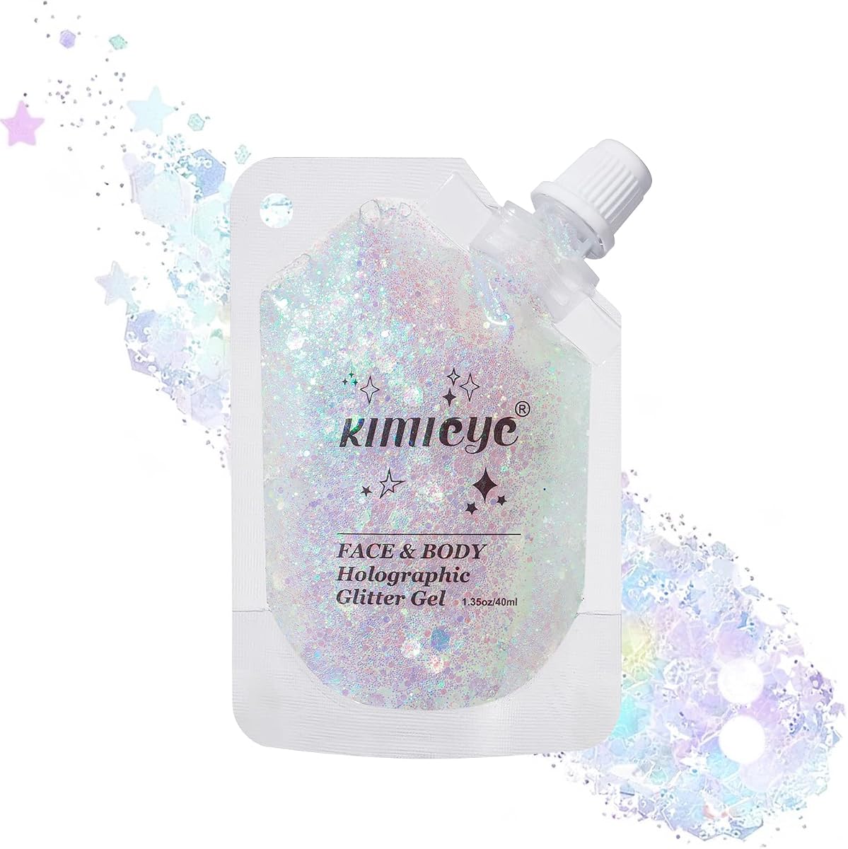 Laser White Face Body Glitter Gel, Rave Festival Outfits, 1.35 oz