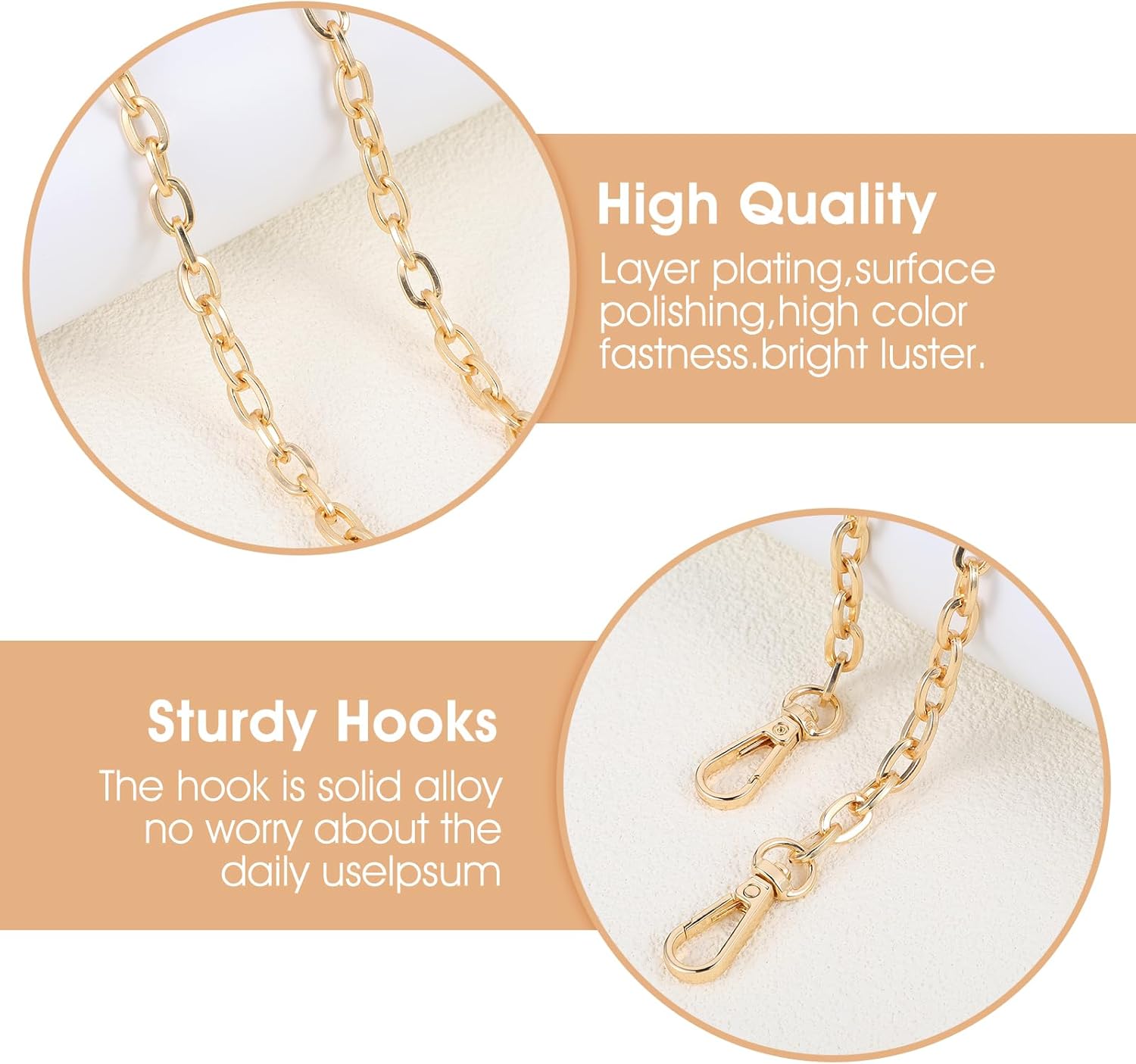 8 Pack DIY Metal Shoulder Cross Body Bag Chain Replacement 47 Inch, Metal Chain Fashion Replacement Chain Strap with Buckles Set, Perfect for Shoulder Cross Body Bag Hand Bag Chain Replacement - Image 3