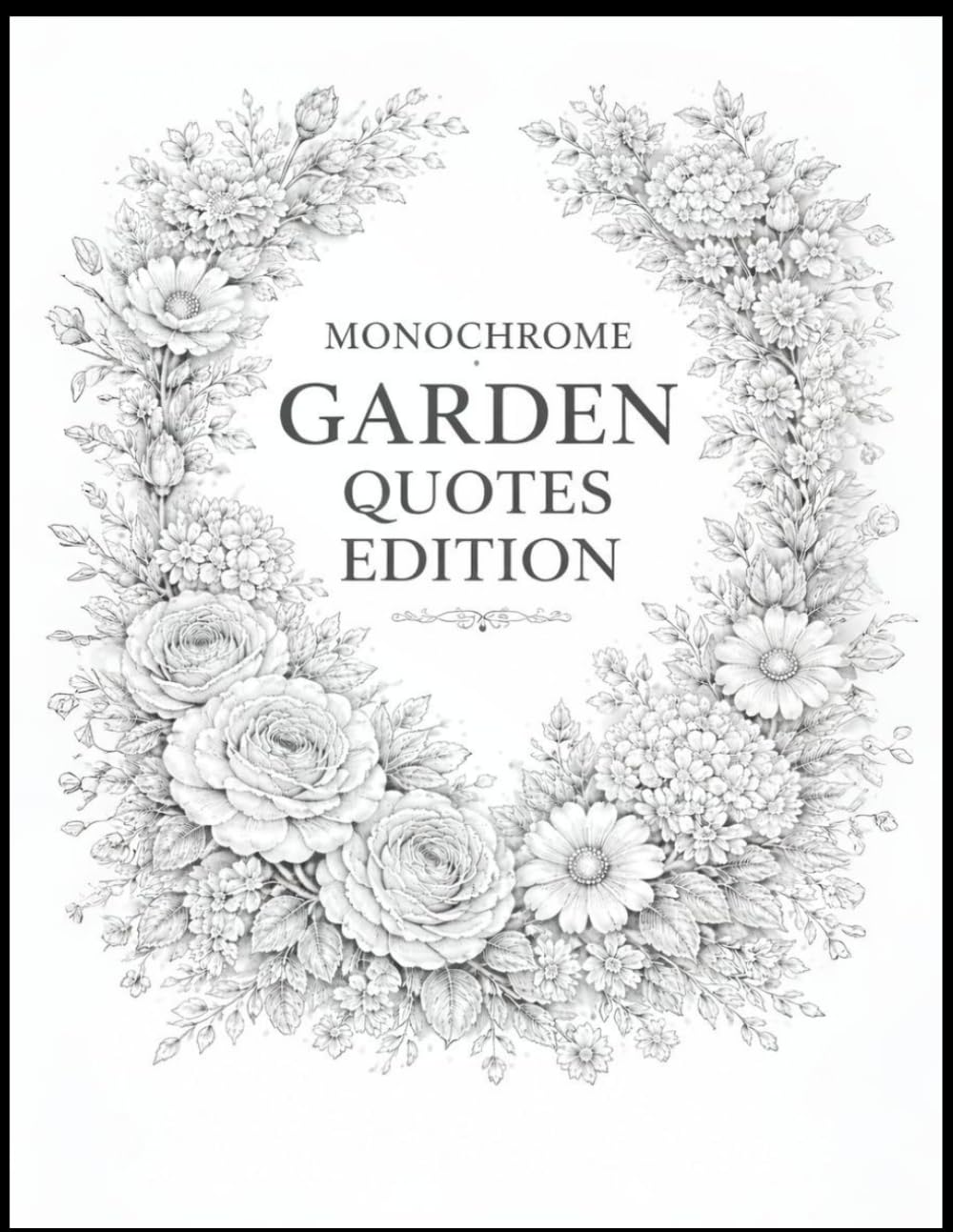 Monochrome Garden Quotes Edition: Elegant Black and White Floral Designs Paired with Inspiring Garden Quotes for Relaxation and Mindful Creativity (The Monochrome Garden Coloring Series)