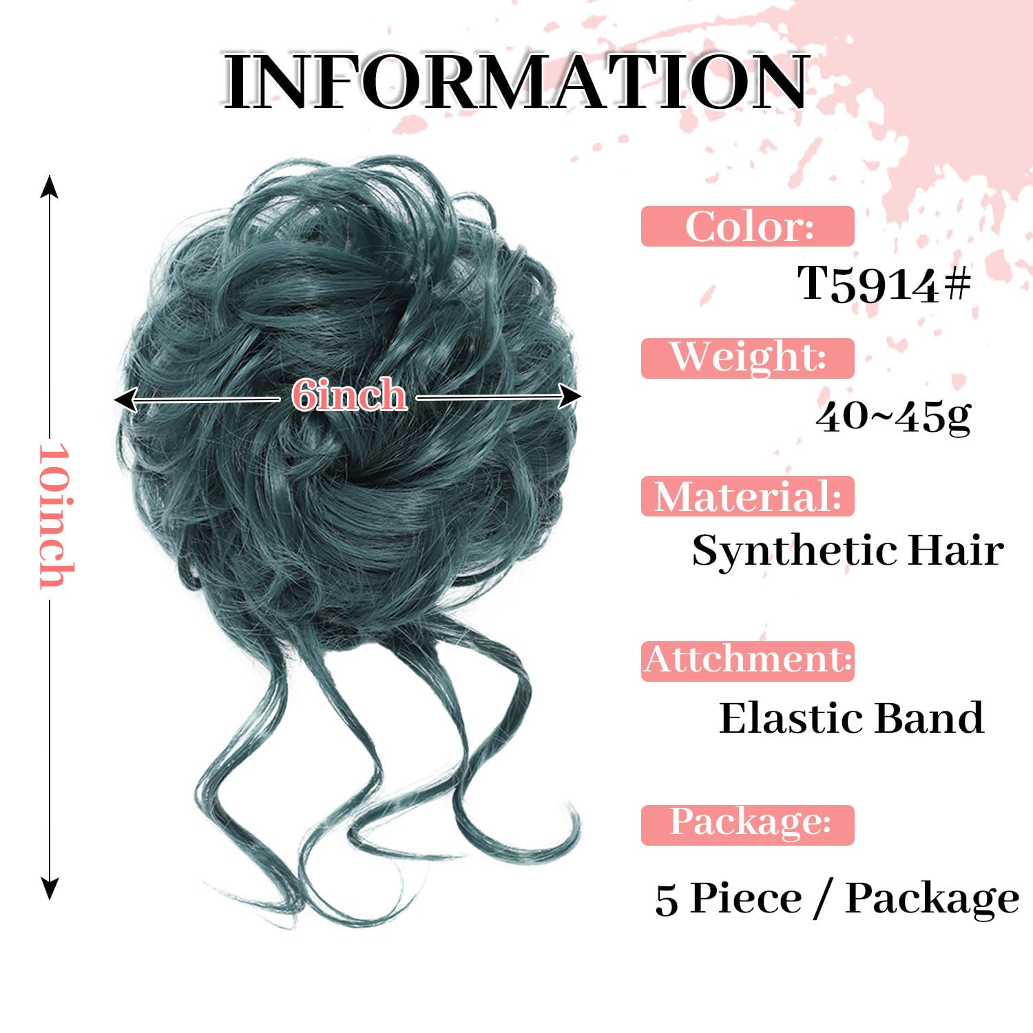 5 PCS Messy Bun Scrunchies Curly Wavy Messy Bun Hair Pieces for Women Hair Scrunchie HAIR Updo Accessories - Dark Blue - Image 2