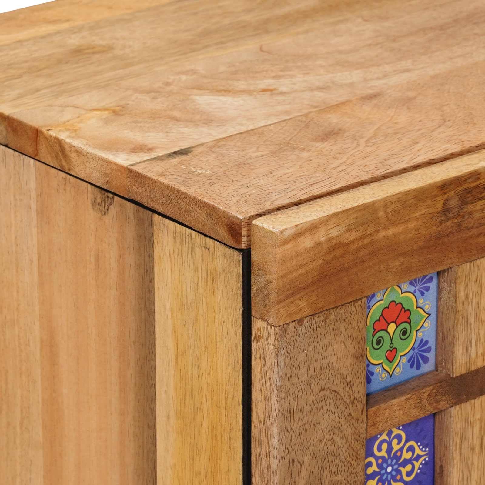 Générique Naturalny bufet 60 x 33 x 75 cm lite drewno mango do nowoczesnego salonu lub jadalni z szufladami i przegródkami