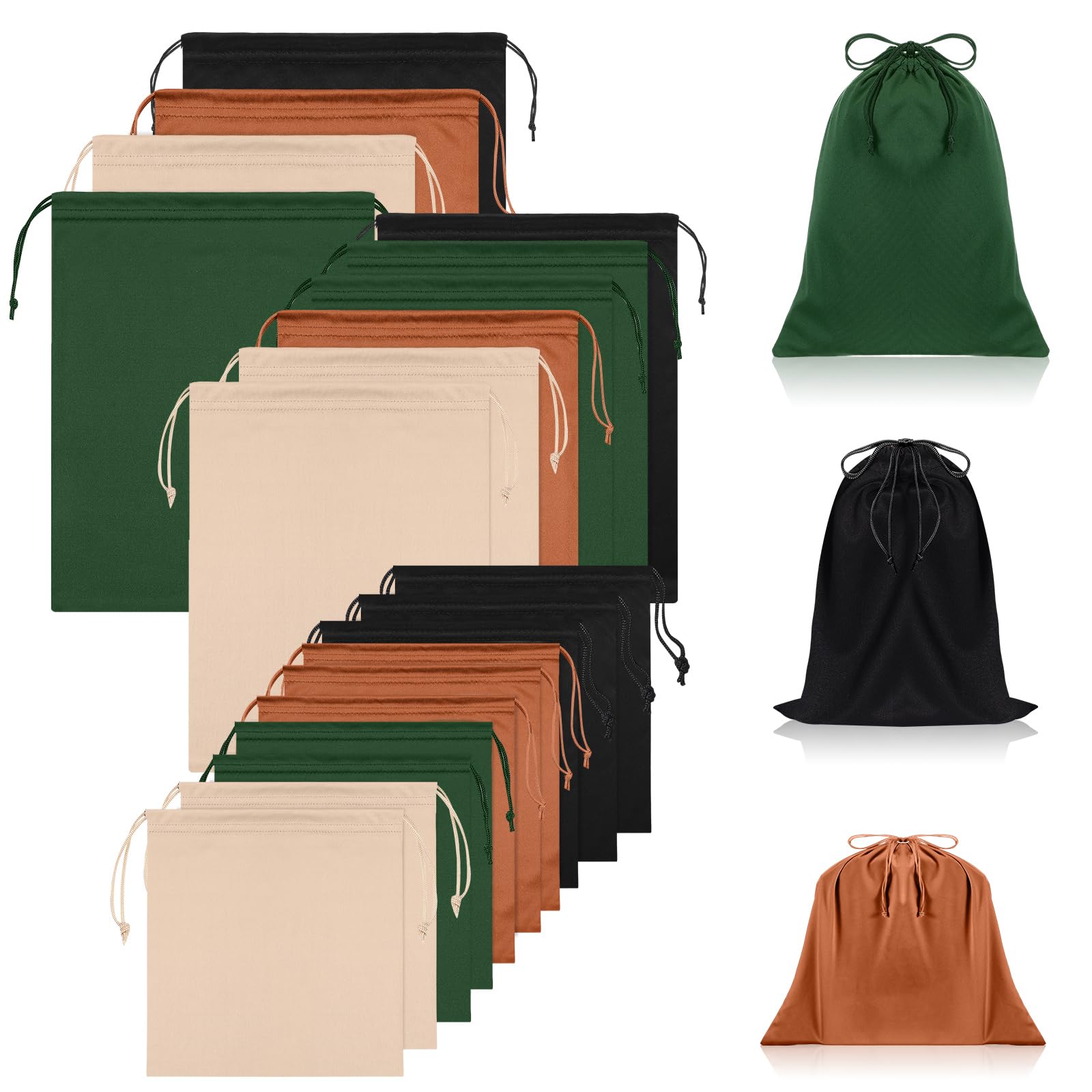20 Pcs Satin Game Storage Bags for Women Men, M,L,XL, Mix Color