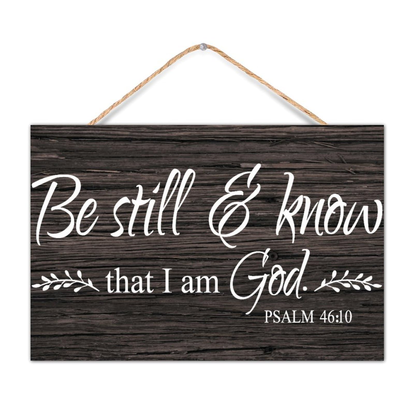 Custoncares Style Farmhouse Wood Pallet Wall Plaque Sign Be Still And Know That I Am God Psalm 46:10 Gallery Wall Decor For Cabin Bible Verse Quote Wooden Signs Vertical Wall Decor Sign For Bathroom 12X8in