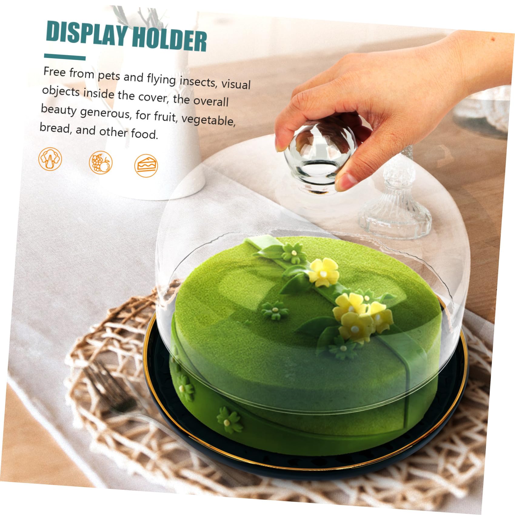 Artibetter Cloche à Fromage en Verre avec Plateau en Céramique pour Gâteau et Fruits, Pratique et Sûr, pour Anniversaires et Présentation Élégante