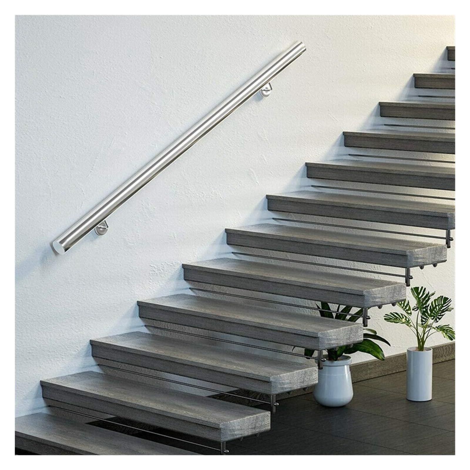 Qabyulynq One Color Customizable Stainless Steel Handrail Kit - 1.6Ft To 20Ft Length, Durable & Stylish Railings(12.5Ft)