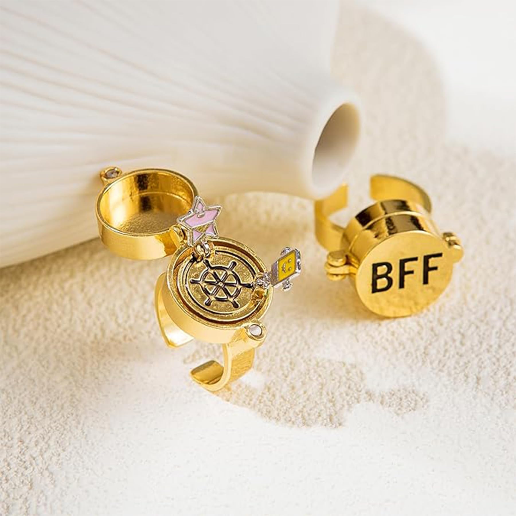 Shengruili 2 Stück Beste Freunde für Immer Ringe,Einstellbar Offene Kappe Ring, Süßes BFF Ring,Umarmungsring Silber,Offene Kappe Ringe,Freundschaftsring,Schmuckgeschenke für Frauen Mädchen