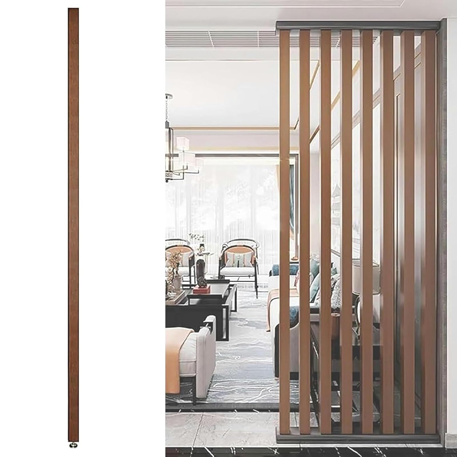 GLETSF 8Ft/7Ft/6Ft/5Ft/4Ft/3Ft/2Ft Tall Wooden Room Divider - Floor-To-Ceiling Privacy Screen Partition For Bathroom, Daycare, Studio, Apartment - Stylish Wood Slats Design-1 Pcs-110cm/3.6ft