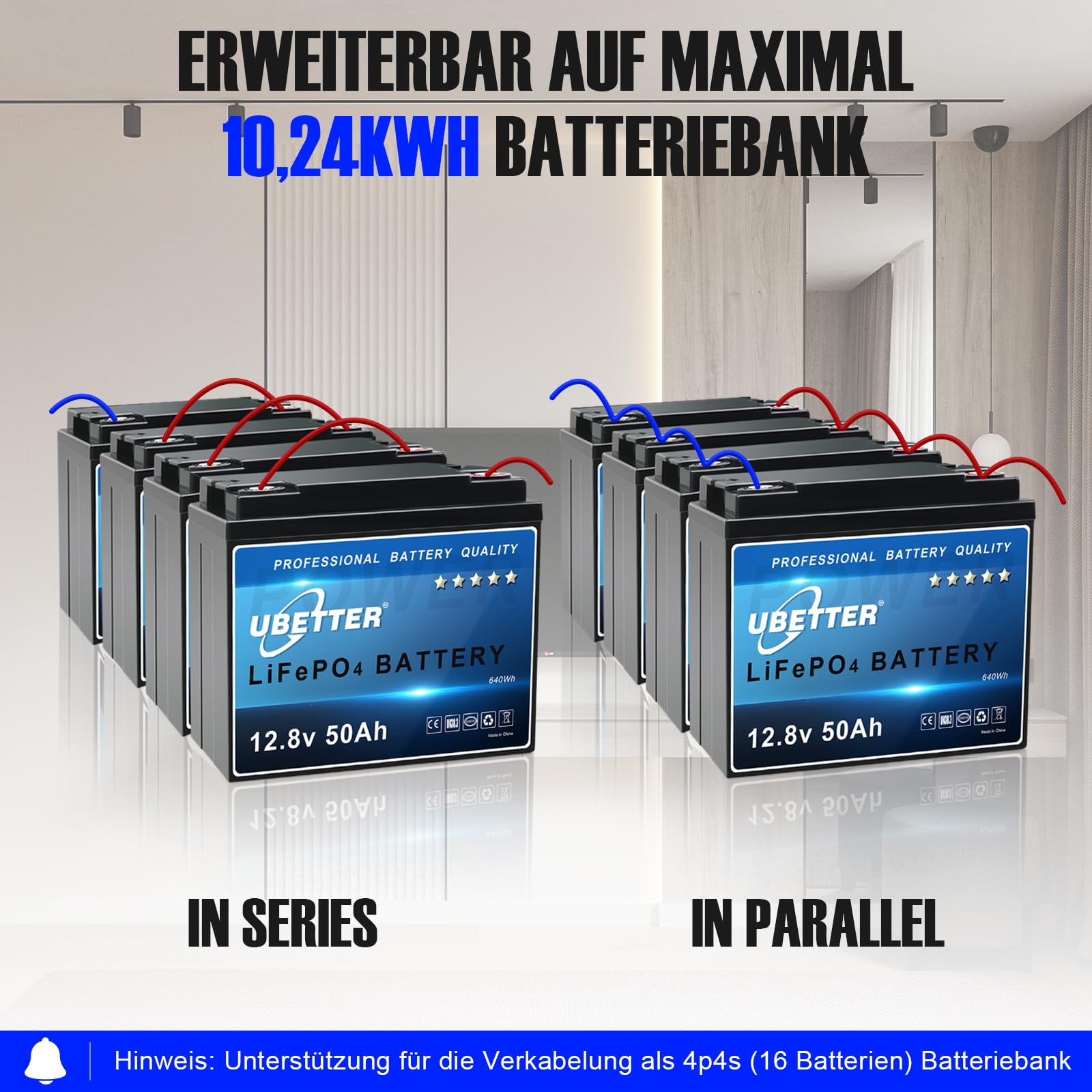 Batterie LiFePO4 Rechargeable Anern 12V 50Ah 640Wh - Pour Camping-car, Bateau, Solaire, Maison, Avec BMS, 4000+ Cycles, Légère - 9