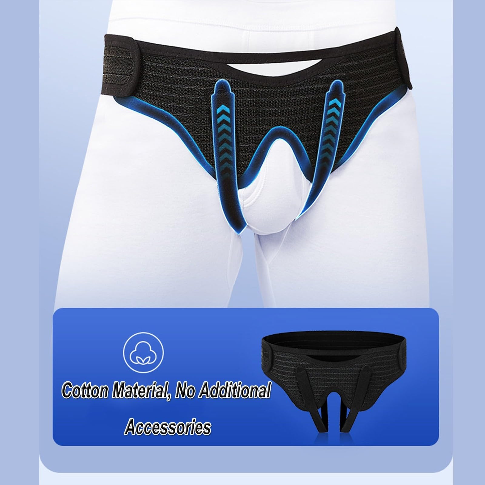 Cintura per Ernia da Uomo, Slip Ernia Inguinale Uomo, Guardia di Ernia Cintura Tutore Pre e Post-Operatorio con 2 Paia di Rimovibili(Blue,Large)