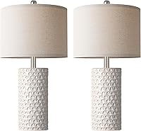 Vista 2 de PARTPHONER Juego de 2 lámparas de mesa de cerámica modernas de 23 pulgadas, lámparas de mesa para sala de estar, lámparas de noche rústicas