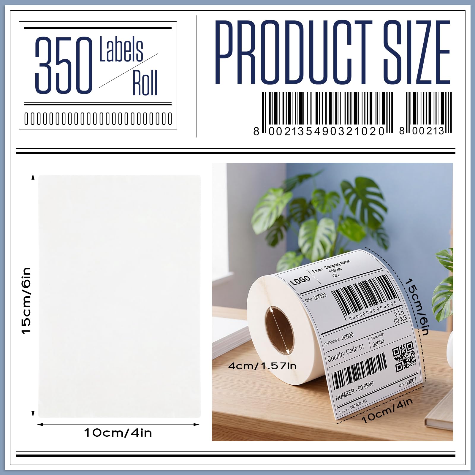 Dunzoom Lot de 10 500 étiquettes d'expédition thermiques pour imprimante thermique, 10 x 15 cm, 350 feuilles par rouleau, qualité commerciale (30 rouleaux)