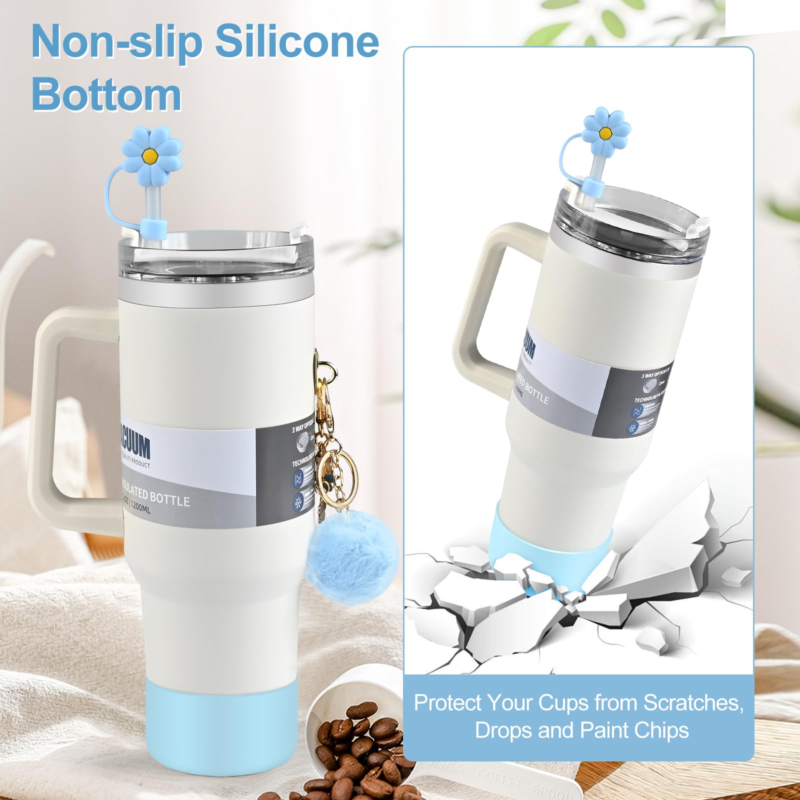 6 Accessoires Stanley Cup - Pendentif Capybara, Sangle Bohème, Housse Silicone, Embouts Paille - Kit Décoration Filles & Femmes