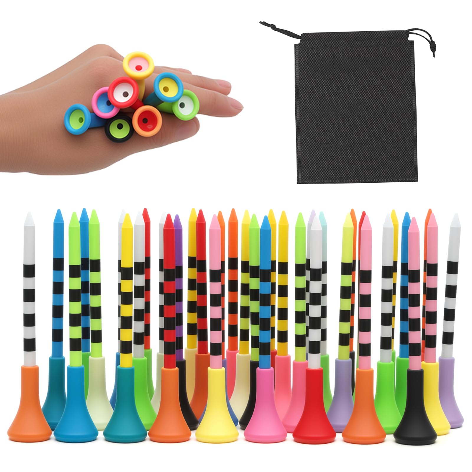 Tees de Golf 83mm Reutilizables Plástico Colores Mezclados 50 Unidades