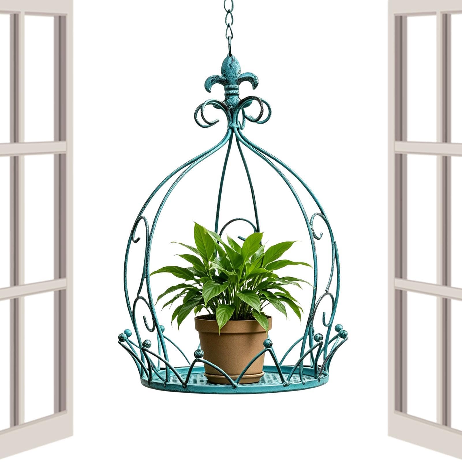 Soporte de metal resistente con cadena, soporte para macetas, para balcón, jardín, porche, patio, exhibición de flores en interiores